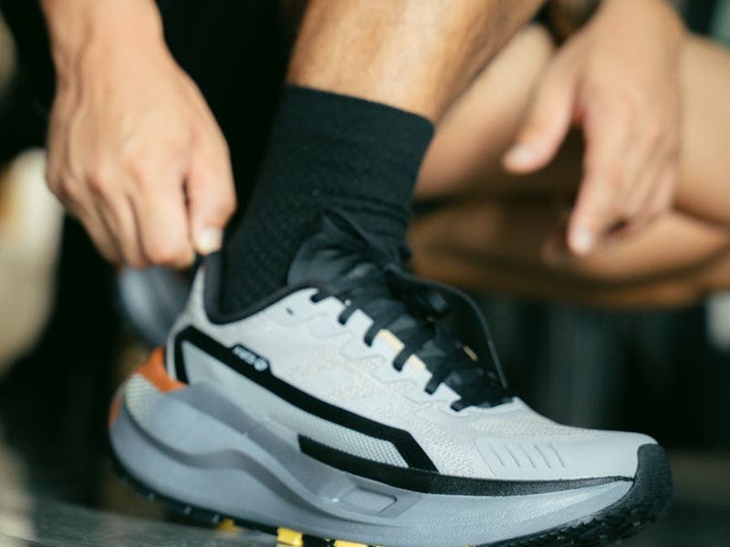 Close up of a focused man preparing for a workout.